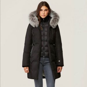 Soia & Kyo, Christy, Silver Fox Fur Brushed Down Coat, black, Size Large